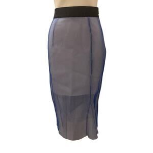 Milly Blue Midi Pencil Skirt sz 10 Milly Midi Skirt Net Overlay Skirt